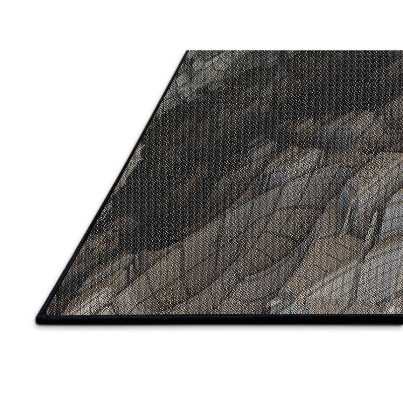 Tapis noir/gris à motifs, Rectangle 7 pi x 10 pi