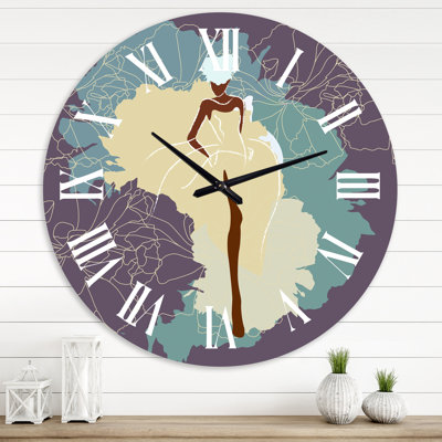African American Woman In Gorgeous Wedding Dress - Modern wall clock