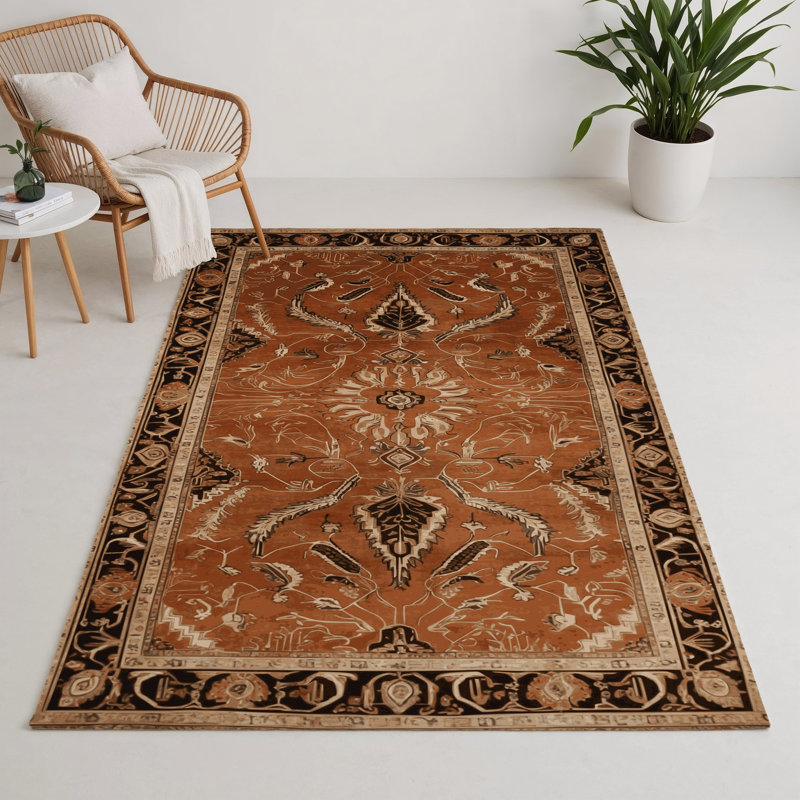 Tapis d'intérieur et d'extérieur brun Persian, Rectangle 9 pi x 12 pi