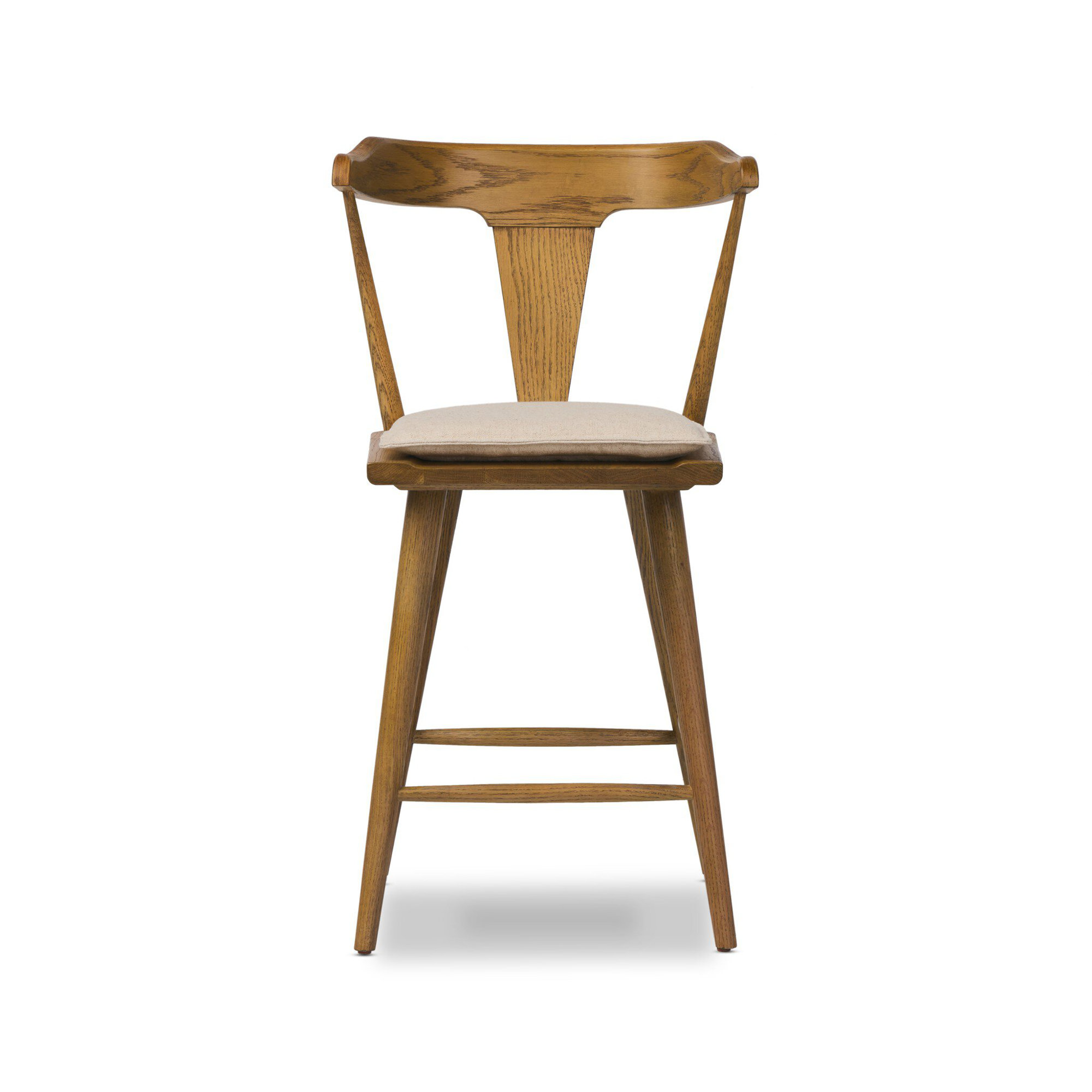 Boid Solid Wood Stool, Bar Stool (29.94" Seat Height), Antwerp Natural/Linen Blend, Sandy Oak