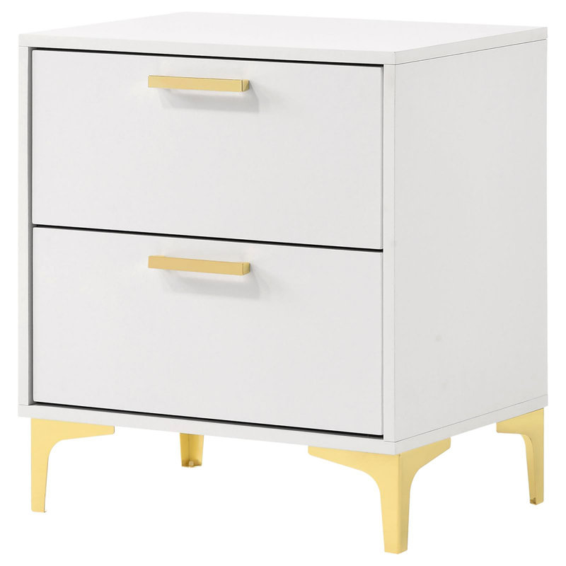 2-Drawer Rectangular Nightstand, White