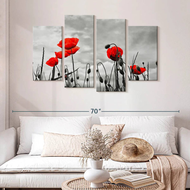 Harnek Pop Red Poppies, H 32 po x l 52 po