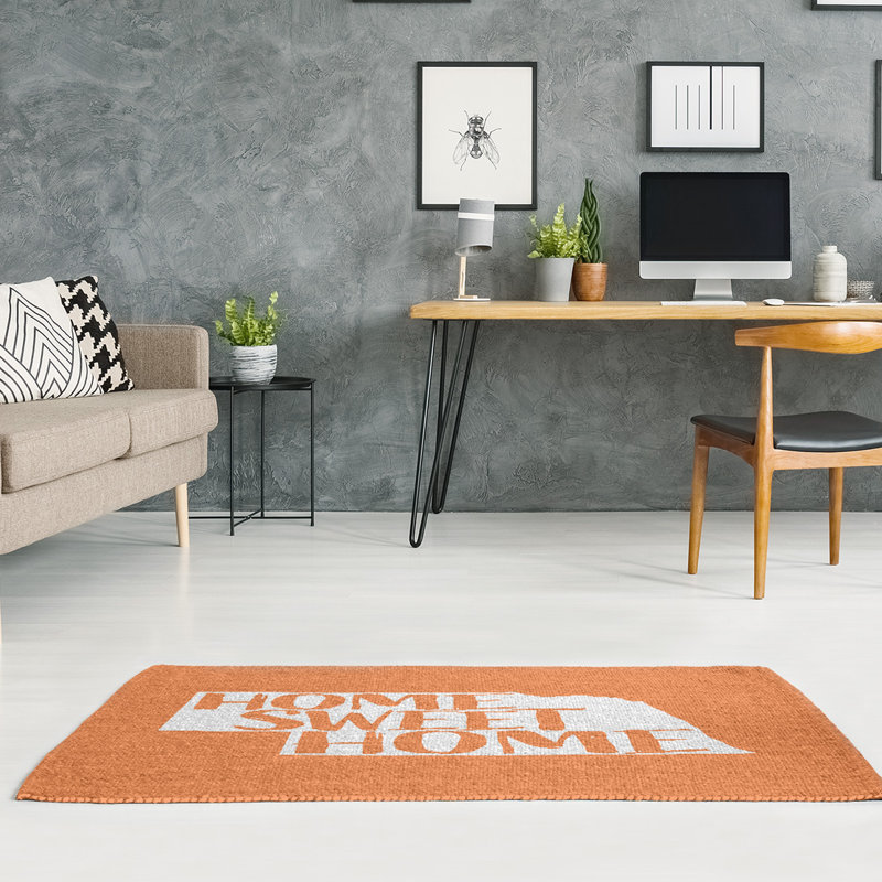 Tapis de maison orange doux Nebraska, Rectangle 5 pi x 7 pi