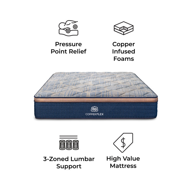 Brooklyn Bedding Copperflex 12" Hybrid Mattress, Full / Double