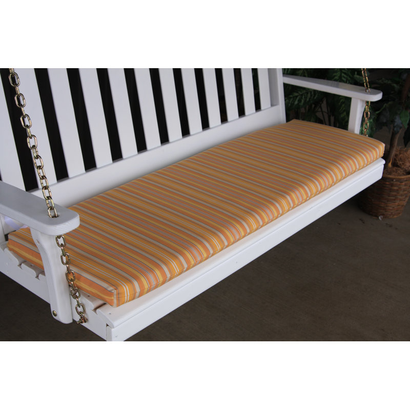 Outdoor Bench Seat Cushion, Orange Stripe, 2" H x 45" W x 39" D