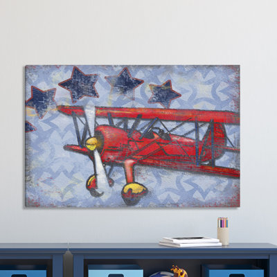 "Biplane Stars" par Reesa Qualia, reproduction sur toile tendue