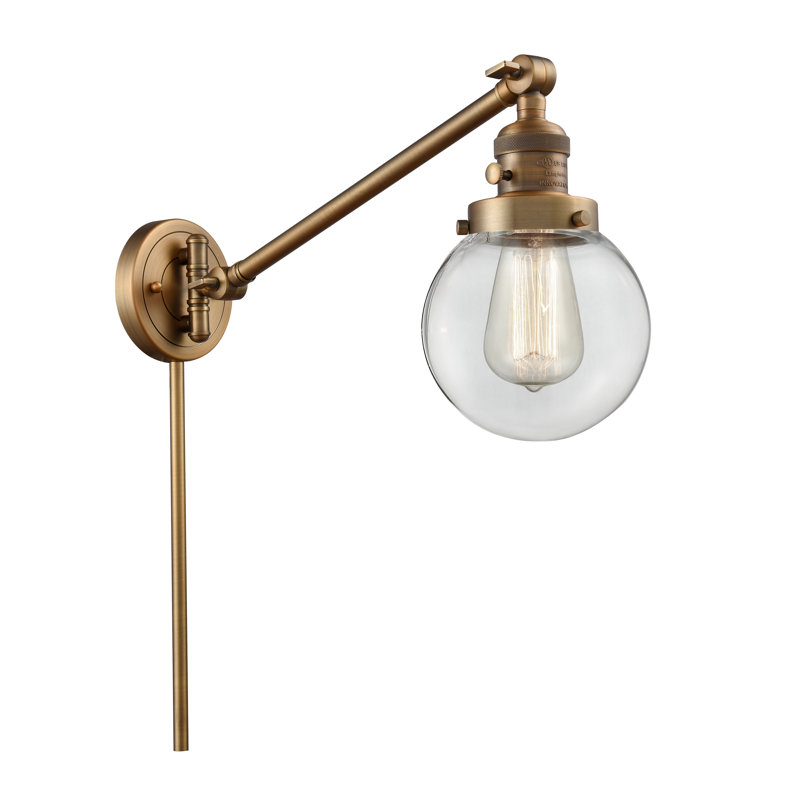 Lampe murale avec bras pivotant 6 po Shauna Beacon, Incandescente, Transparent, Laiton brossé