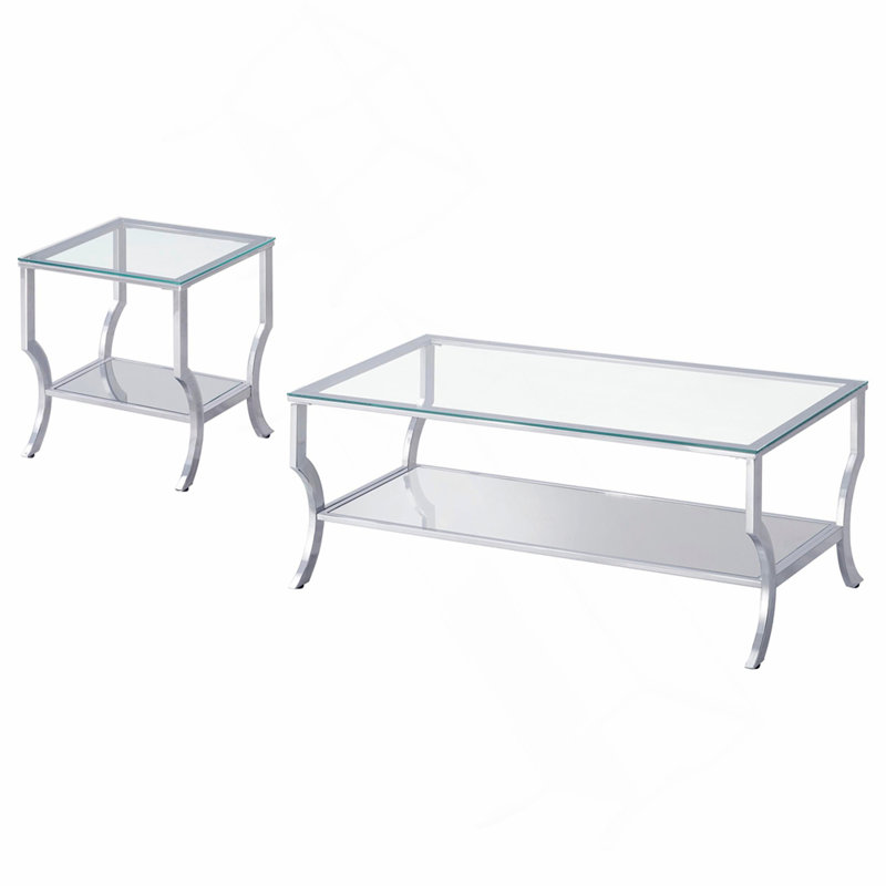 Ensemble de tables basses chromées 2 pièces