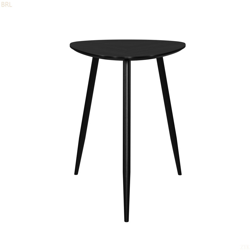 Table triangulaire en bois massif, noir, 20" H x 20" W x 16" L