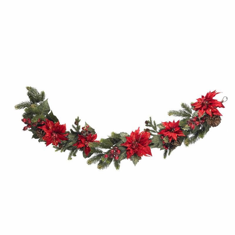 Guirlande poinsettia et baie, 60 po x 4 po