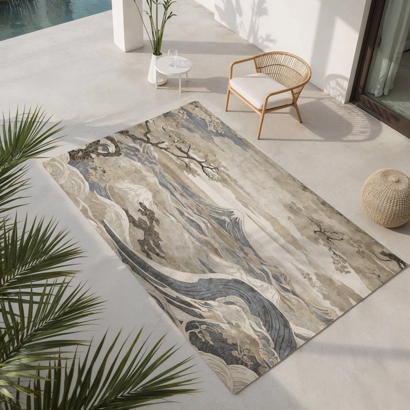 Elegant Waves Indoor And Outdoor Area Rug, Rectangle 1'6" x 2'6"