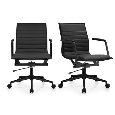 Drayke Mid Century Modern Contemporary Ergonomic Office Chair Modern Wide With Wheels Pads Faux Leather Swivel Adjustable Executive Pads Seat