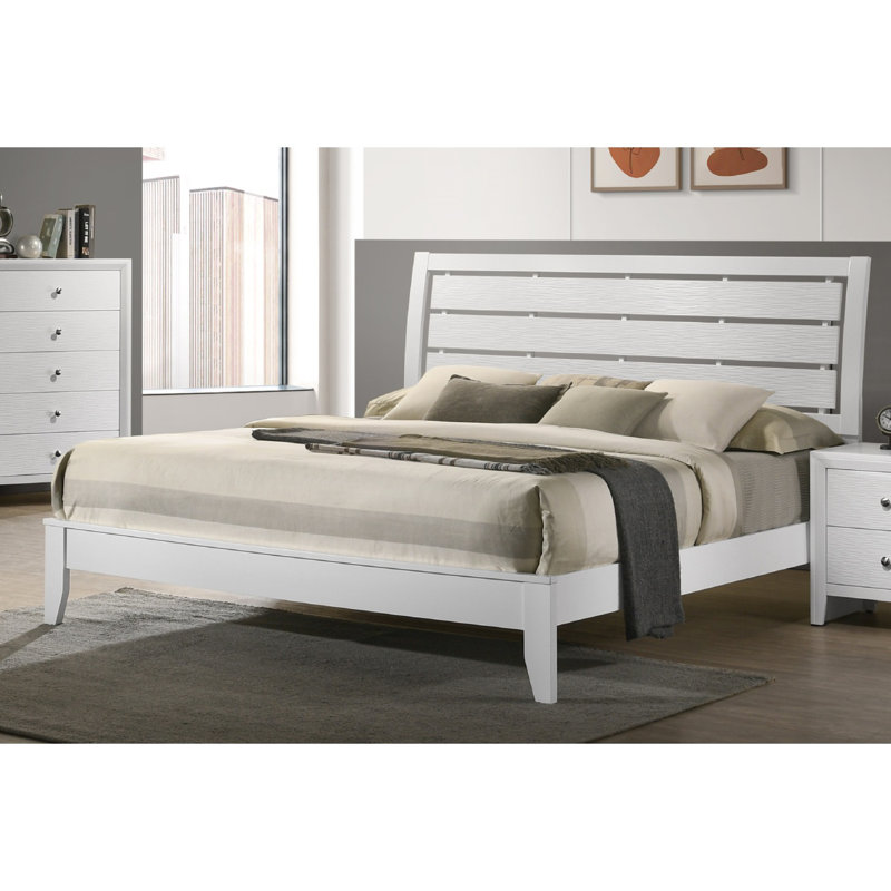 Mobilier de chambre à coucher en bois, Blanc, Très grand lit
