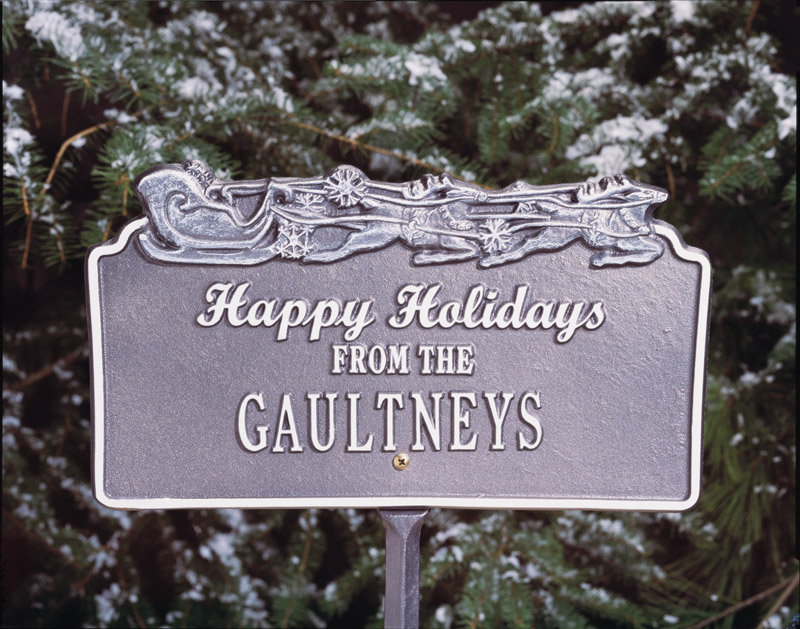 Piquet de jardin «Happy Holidays», Oui, Vert / or