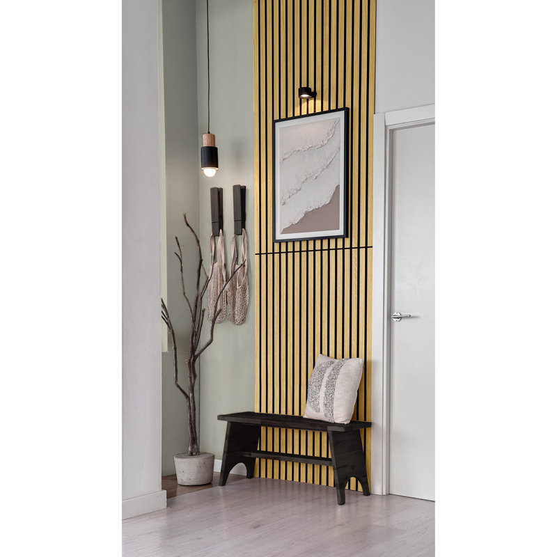 Light Oak 12'' x 96'' Foldable Wall Panels with Horizontal Slats