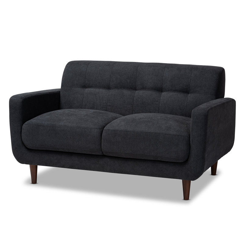 Causeuse à accoudoirs carrés 55,9 po Keil, Gris foncé