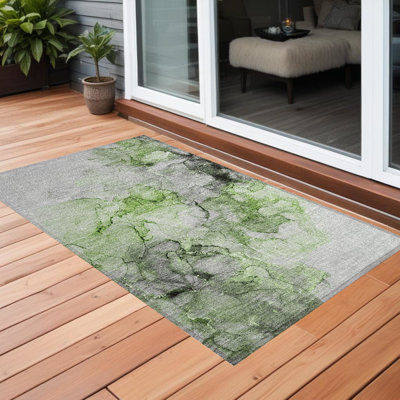 Tapis extérieur lavable et antidérapant abstrait 2 pi x 3 pi vert