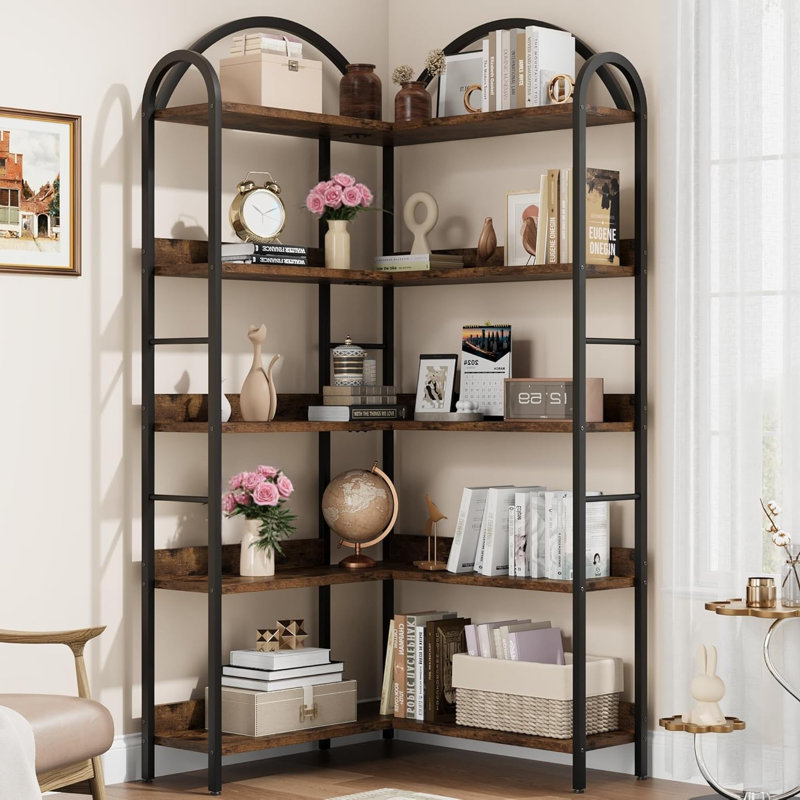 173.99cm H x 54.1cm W Metal Corner Bookcase