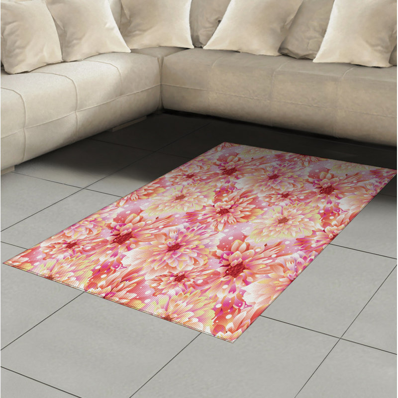 Tapis décoratif rose à haute densité de fibres longues en polyester, Rectangle— 4 pi x 5 pi 8 po