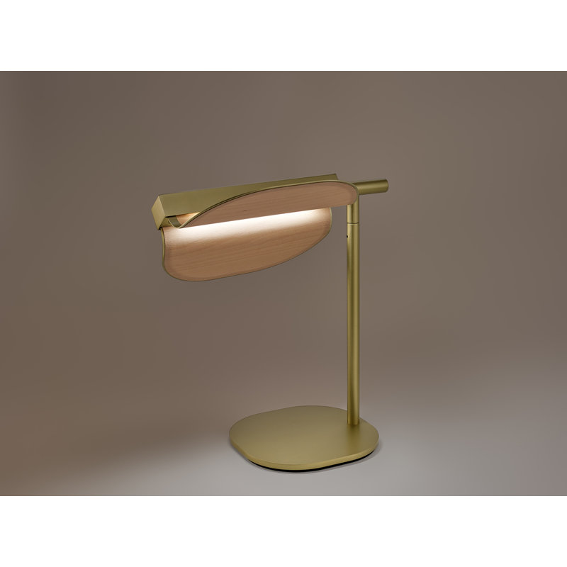 Omma LED Table Lamp, Gold, Natural Beech