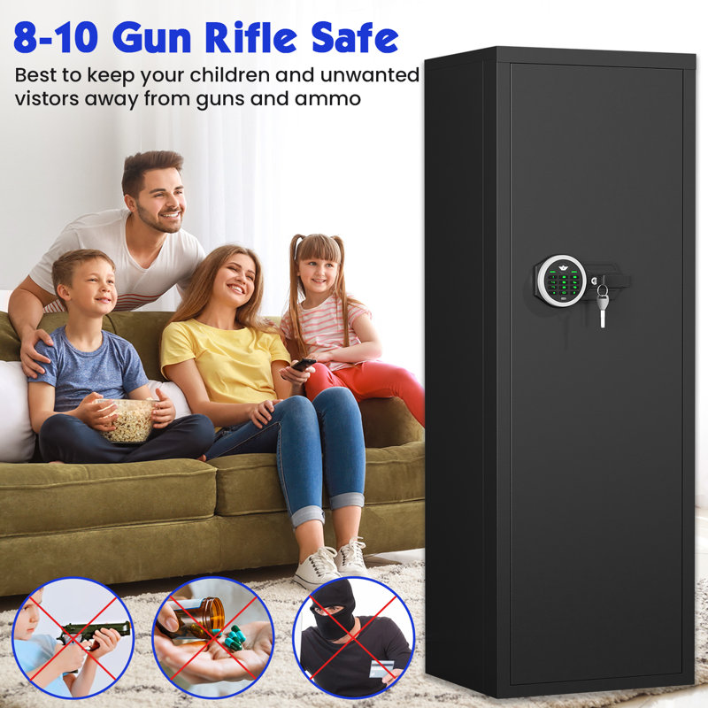 Large Unassembled Gun Safe For Shotguns With Dual Alarm And Mute Mode, Long Gun Cabinet For Guns With Touchscreen Pad, Removable Shelves