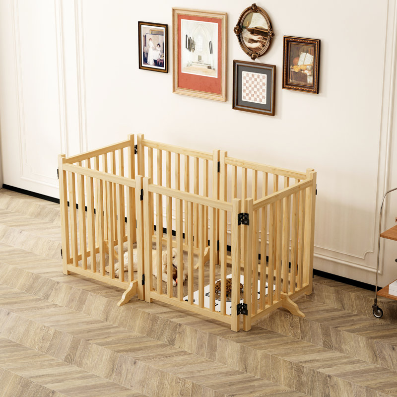 Chien en bois à 6 panneaux pour les portes et les escaliers, barrière intérieure autoportante pour animaux de compagnie, conception pliante, aucun assemblage requis, pliage double face flexible, petits animaux de compagnie idéaux, utilisation pliable de 31 po de hauteur