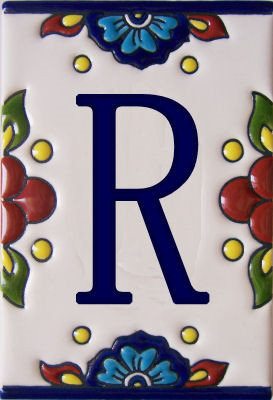 Carrelage TalaMex mexicain Talavera Mission lettre R