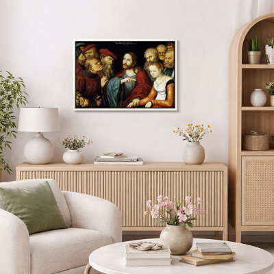 «Christ and the Woman Taken in Adultéry», œuvre d'art biblique, impression sur toile encadrée