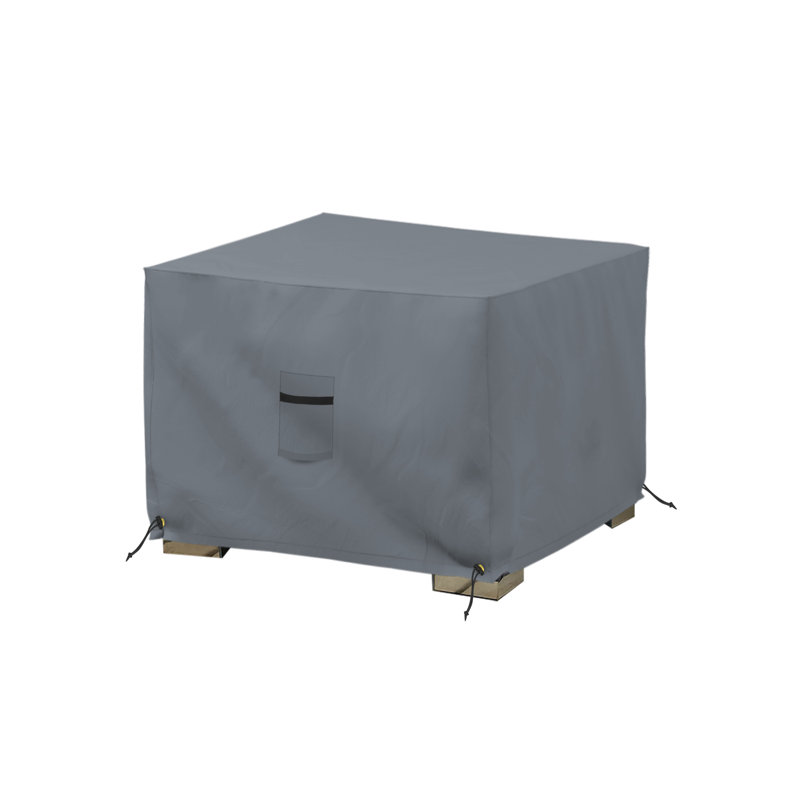 Heavy Duty Waterproof Outdoor Square Ottoman Deck Box Cover, Weather Protection Storage Bench Cover, 18" H x 26" W x 26" D