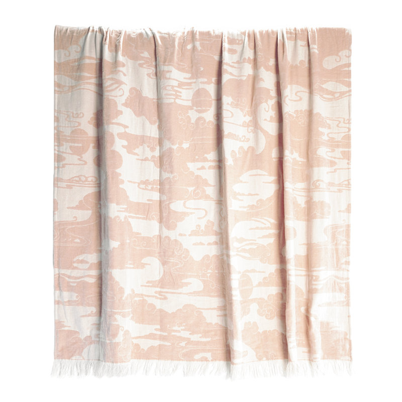 Clouds Hand Woven Throw Blanket, Rosebud