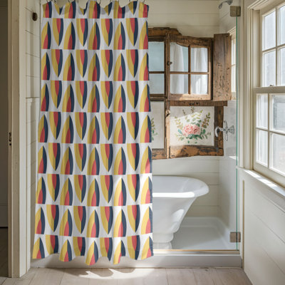 Rideau de douche standard 1 pièce Ruby Yellow Tiles 0123