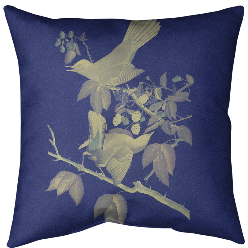 Coussin décoratif à motif d'oiseau de chat avec insert - Collection John James Audubon, double face et lavable, 16 po x 1 po