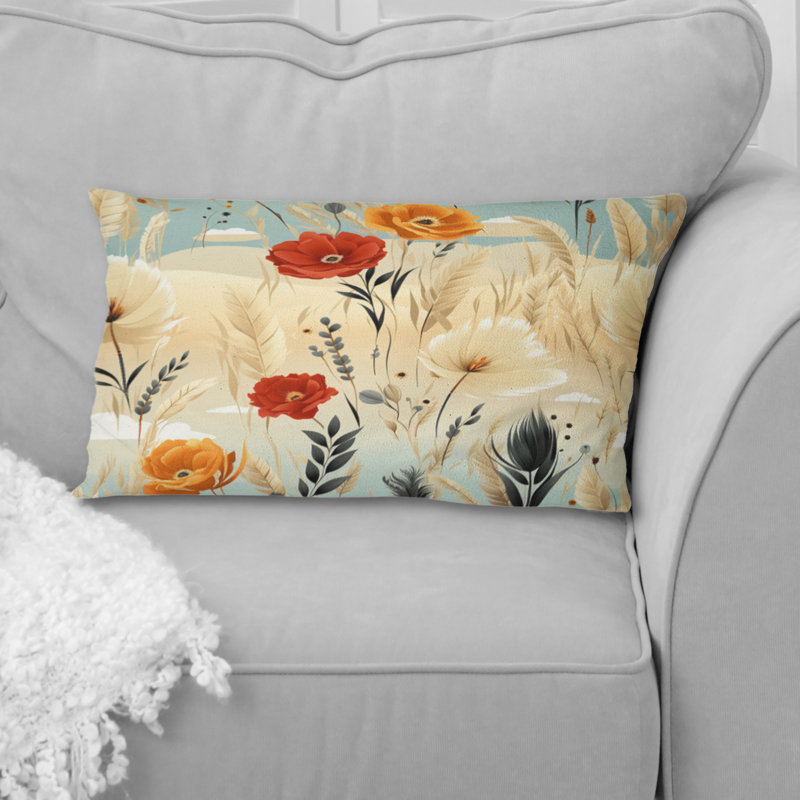 Coussin décoratif à motif floral bohème beige IV