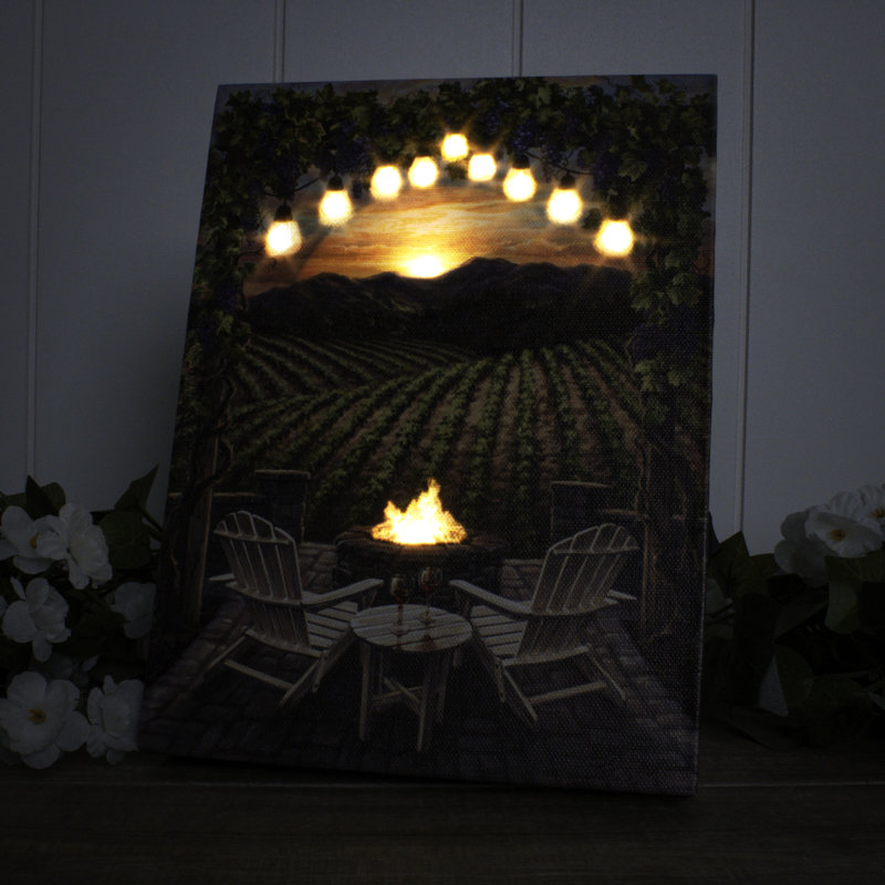 Sickels - Wine at Sunset 8x6 Lighted Tabletop Canvas
