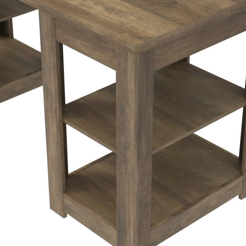 Allysyn Hollister Modern 59.1" Study Table With Open Storage And Shelves, Brown