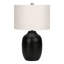 Lampe de table Zui, forme de pot texturé, abat-jour tambour en lin-107417438