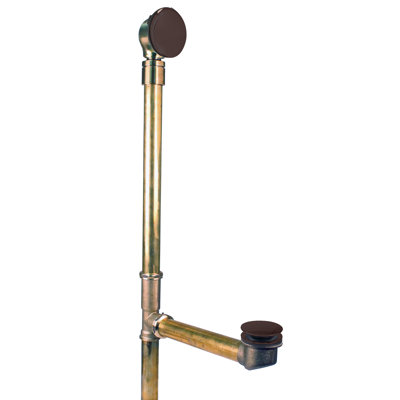 25" Tip-Toe Bathtub Leg Drain Assembly with No-Hole Overflow on Adjustable Ball Joint