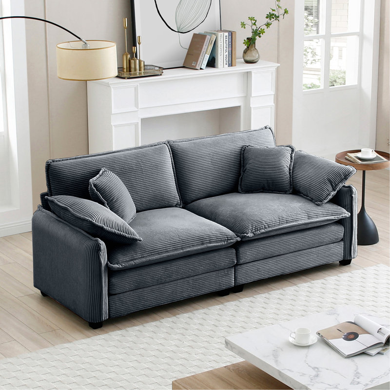 Canapé de salon chaleureux et confortable avec 4 coussins et 4 coussins pour le salon