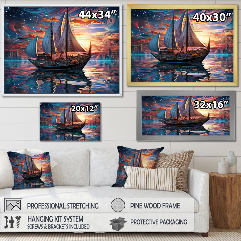 «Boat Magical Waters I», reproduction d'art sur toile, H 30 po x l 40 po x P 1,5 po, Toile tendue