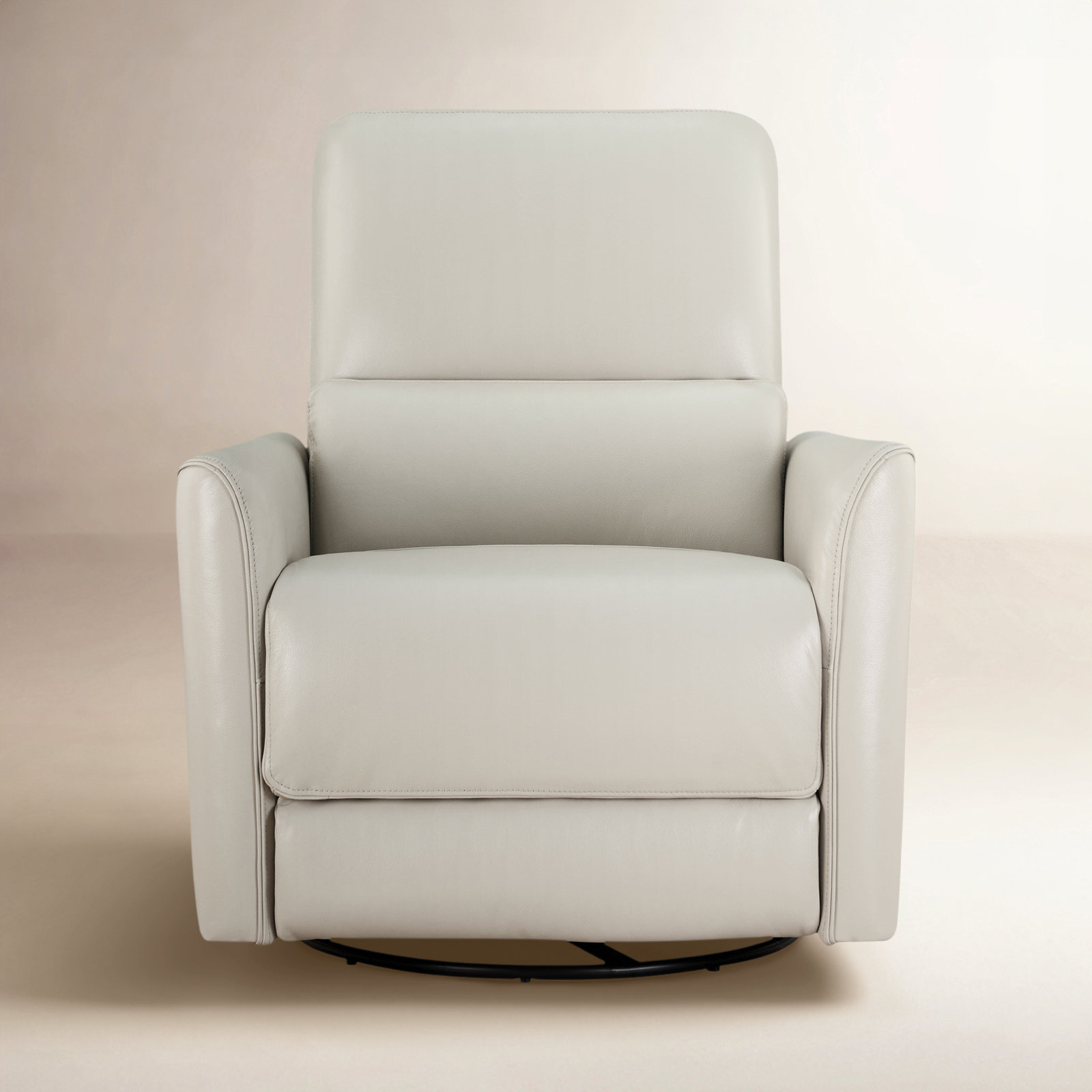 Santo 33" Genuine Leather Swivel Power Recliner, Denali Ivory Genuine Leather