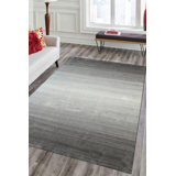 Gray Handloomed Wool Subtle Ombre Stripes Geometric Modern Contemporary Carpet Rug