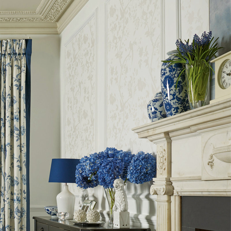 Laura Ashley Oriental Blossom Wallpaper Roll, White