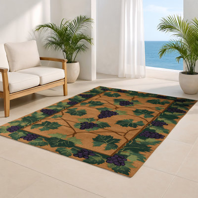 Tapis d'intérieur et d'extérieur brun Botanical