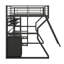 Lit mezzanine double en métal avec bureau et rangement intégrés, cadre de lit de jeu en métal peu encombrant avec lumières DEL, garde-robe ouverte et station de charge
