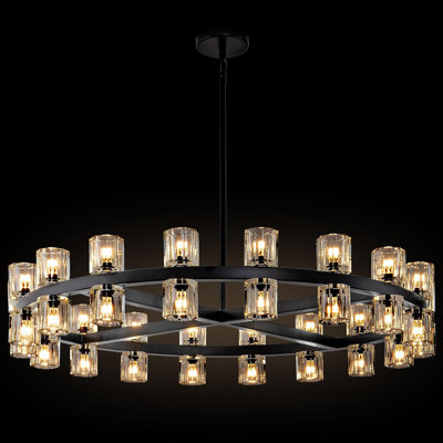 Elrey 36" W 36-Light Dimmable Crystal Chandelier