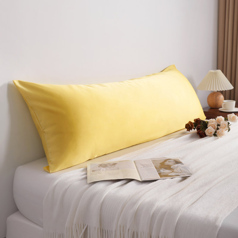 Satin Body Pillow Pillowcase, Hidden Zippered Pillow Cover, Slip Cooling - NTBAY, Yellow