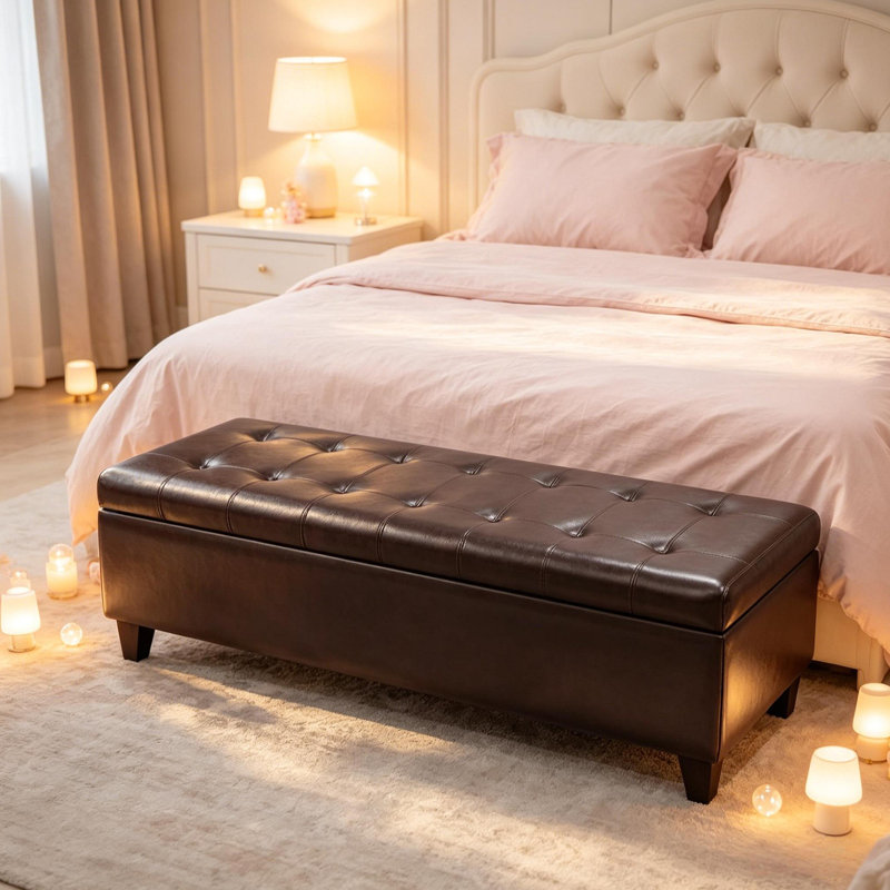 Banc de style contemporain, banc capitonné, banc de rangement pour repose-pieds