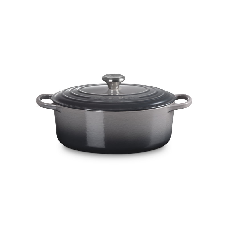 Le Creuset Enameled Cast Iron Oval Dutch Oven with Lid, Oyster/Silver, 5 quarts