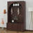 Arched Hall Tree With Storage Bench, 4 Golden Hooks, Entryway Bench With 3 Cabinets And Adjustable Shelves-1379515081