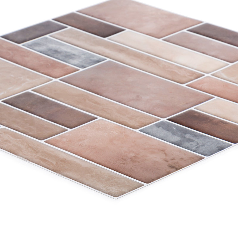 Carreau de mosaïque en pvc à écorce en pvc 10 po x 10 po, Beige